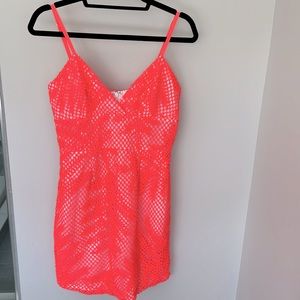 Tank dress, coral colored overlay.